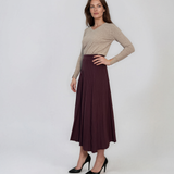 Fustă midi plisată din tricot fin grena DY740