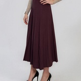 Fustă midi plisată din tricot fin grena DY740