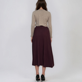 Fustă midi plisată din tricot fin grena DY740