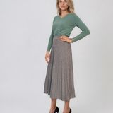 Fustă midi plisată din tricot fin gri DY740