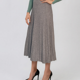 Fustă midi plisată din tricot fin gri DY740