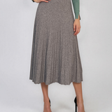 Fustă midi plisată din tricot fin gri DY740
