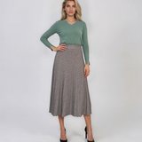 Fustă midi plisată din tricot fin gri DY740