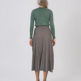 Fustă midi plisată din tricot fin gri DY740