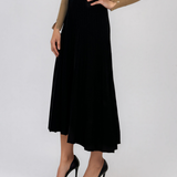 Fustă midi plisată din tricot fin negru DY740