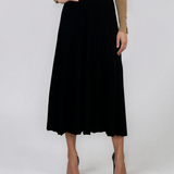 Fustă midi plisată din tricot fin negru DY740