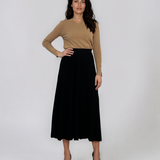 Fustă midi plisată din tricot fin negru DY740