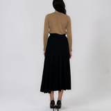 Fustă midi plisată din tricot fin negru DY740