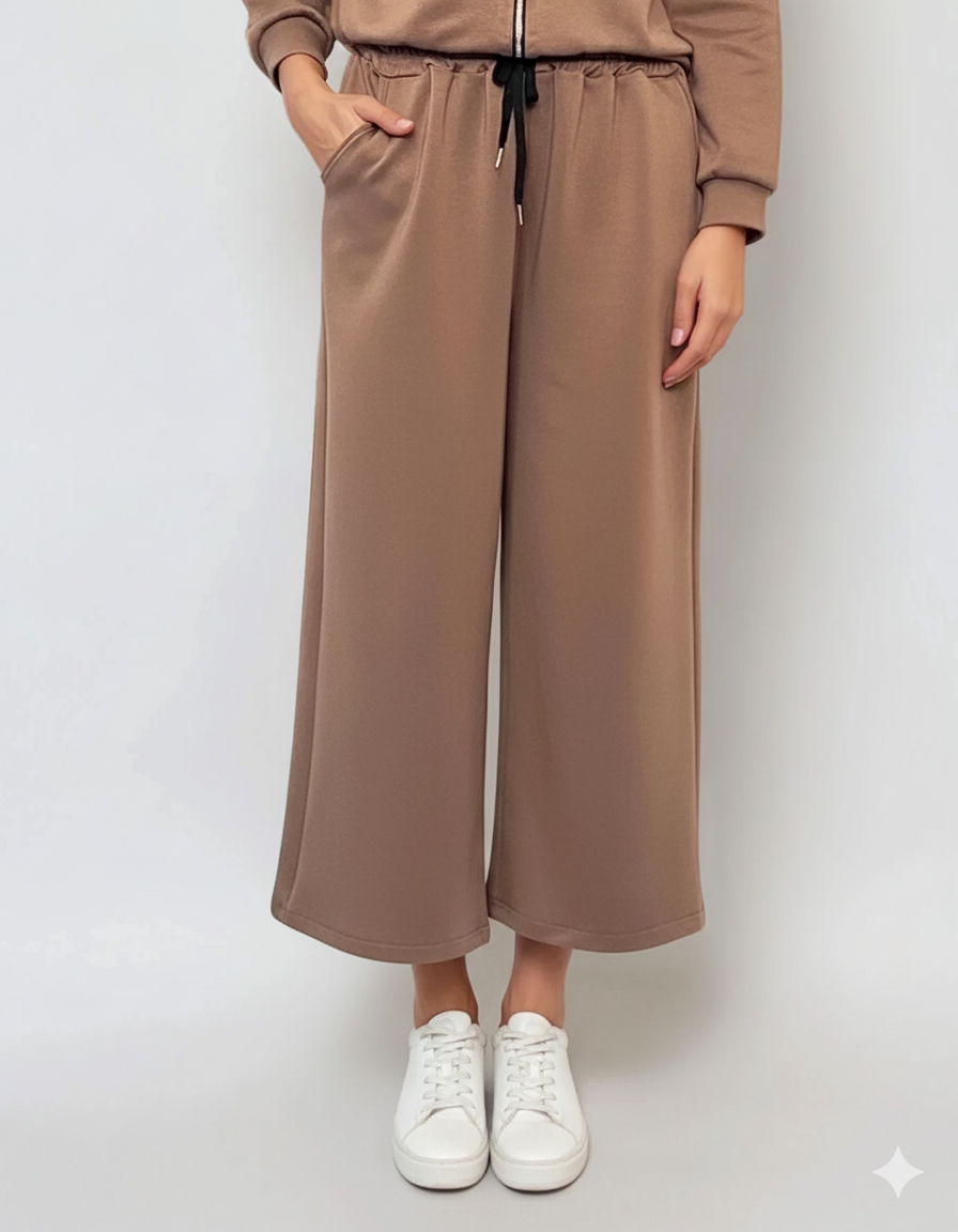 Fustă pantalon cu buzunare și șnur grej 