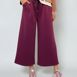 Fustă pantalon cu buzunare și șnur mov 