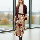 Fustă pantaloni largi cu print floral beige 