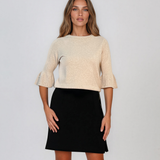 Fustă scurtă din tricot cu fermoar decorativ negru DY727