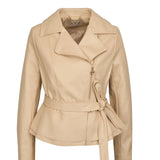 Geaca din imitatie de piele cu cordon in talie  ORSAY crem ORS01