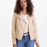 Geaca din imitatie de piele cu cordon in talie  ORSAY crem ORS01
