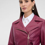 Geaca din imitatie de piele cu cordon in talie  ORSAY grena ORS01