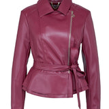 Geaca din imitatie de piele cu cordon in talie  ORSAY grena ORS01