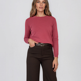 Pulover lejer din tricot cu lână şi caşmir zmeura