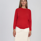 Pulover lejer din tricot cu lână şi caşmir rosu