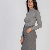 Pulover mulat cu guler semi-înalt din lână şi caşmir gri
