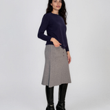 Pulover lejer din tricot cu lână şi caşmir bleumarin