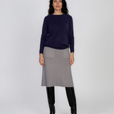 Pulover lejer din tricot cu lână şi caşmir bleumarin