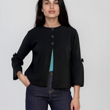 Jachetă lejeră cu mânecă clopot și fundiță negru