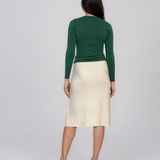 Pulover mulat din tricot cu lână şi caşmir verde