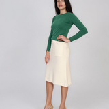 Pulover mulat din tricot cu lână şi caşmir verde