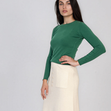 Pulover mulat din tricot cu lână şi caşmir verde