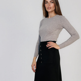 Pulover mulat din tricot cu lână şi caşmir gri