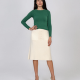 Pulover mulat din tricot cu lână şi caşmir verde