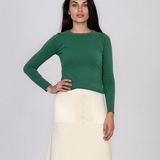 Pulover mulat din tricot cu lână şi caşmir verde