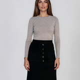 Pulover mulat din tricot cu lână şi caşmir gri