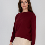 Pulover lejer din tricot cu lână şi caşmir grena