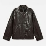 Jachetă cu textură croco şi guler înalt maro închis VERO MODA VM003