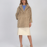 Jachetă din blană artificială beige PN152