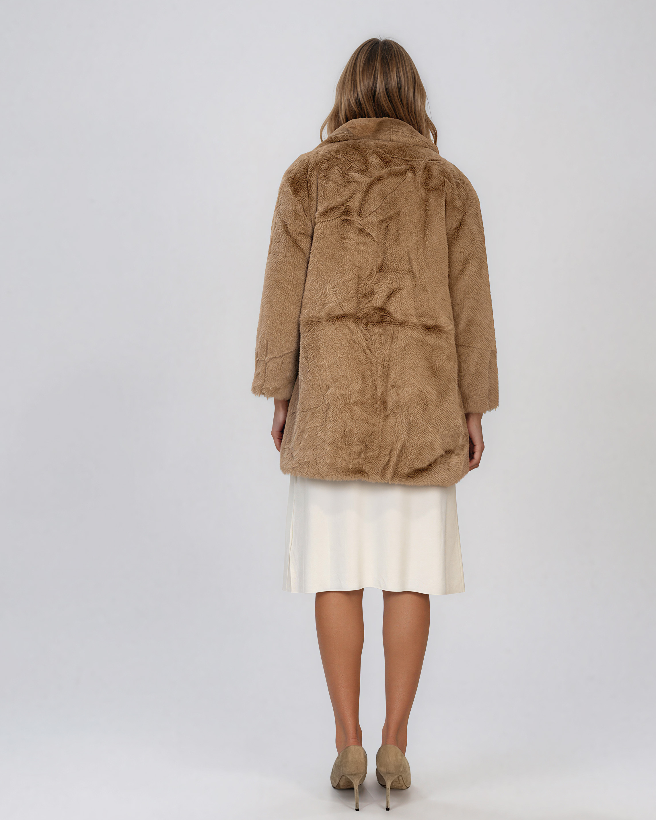 Jachetă din blană artificială beige PN152