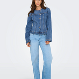 Jachetă din denim cu închidere asimetrică albastru ONLY ON001