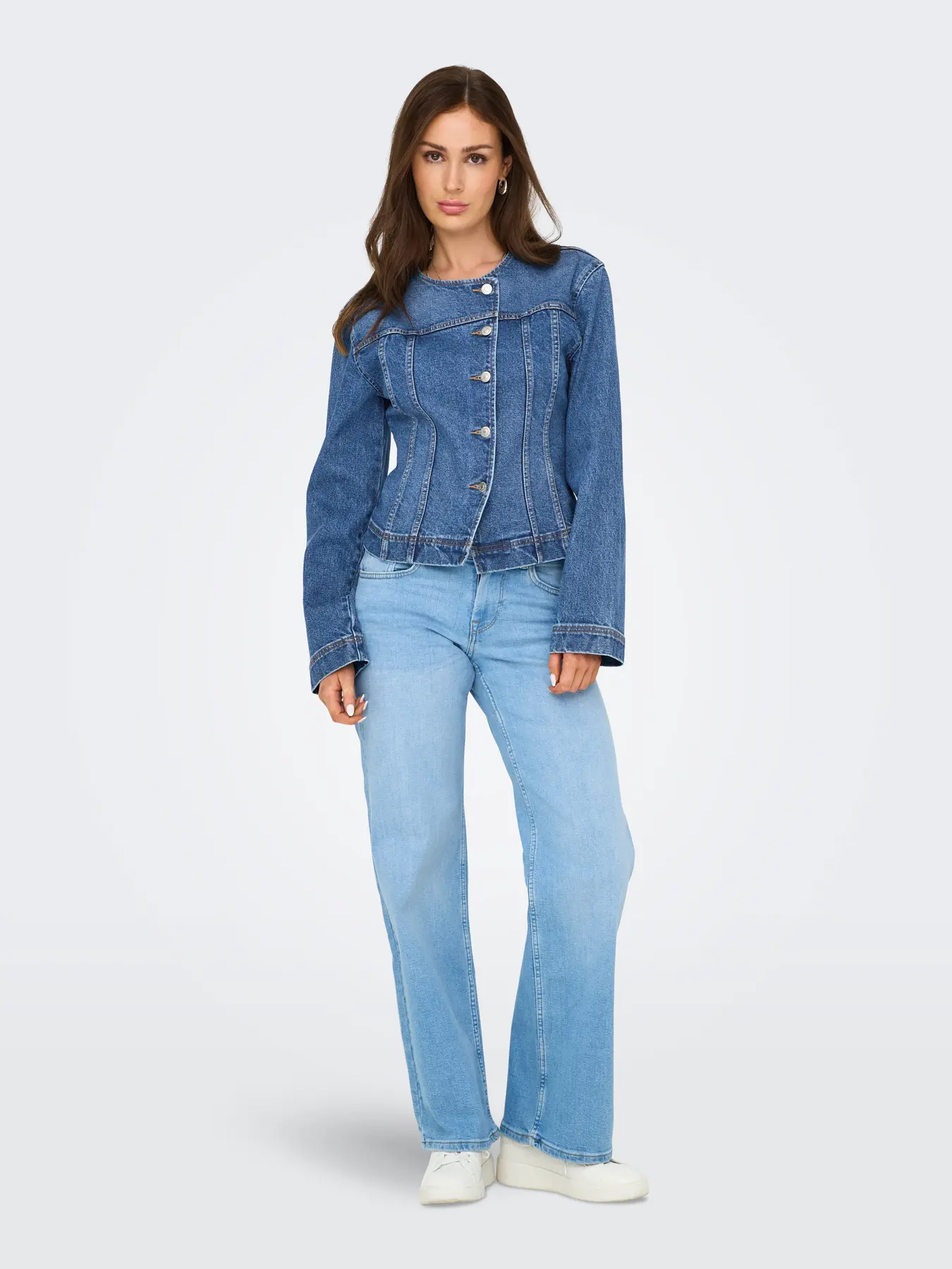 Jachetă din denim cu închidere asimetrică albastru ONLY ON001