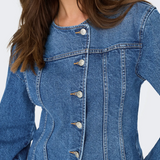 Jachetă din denim cu închidere asimetrică albastru ONLY ON001