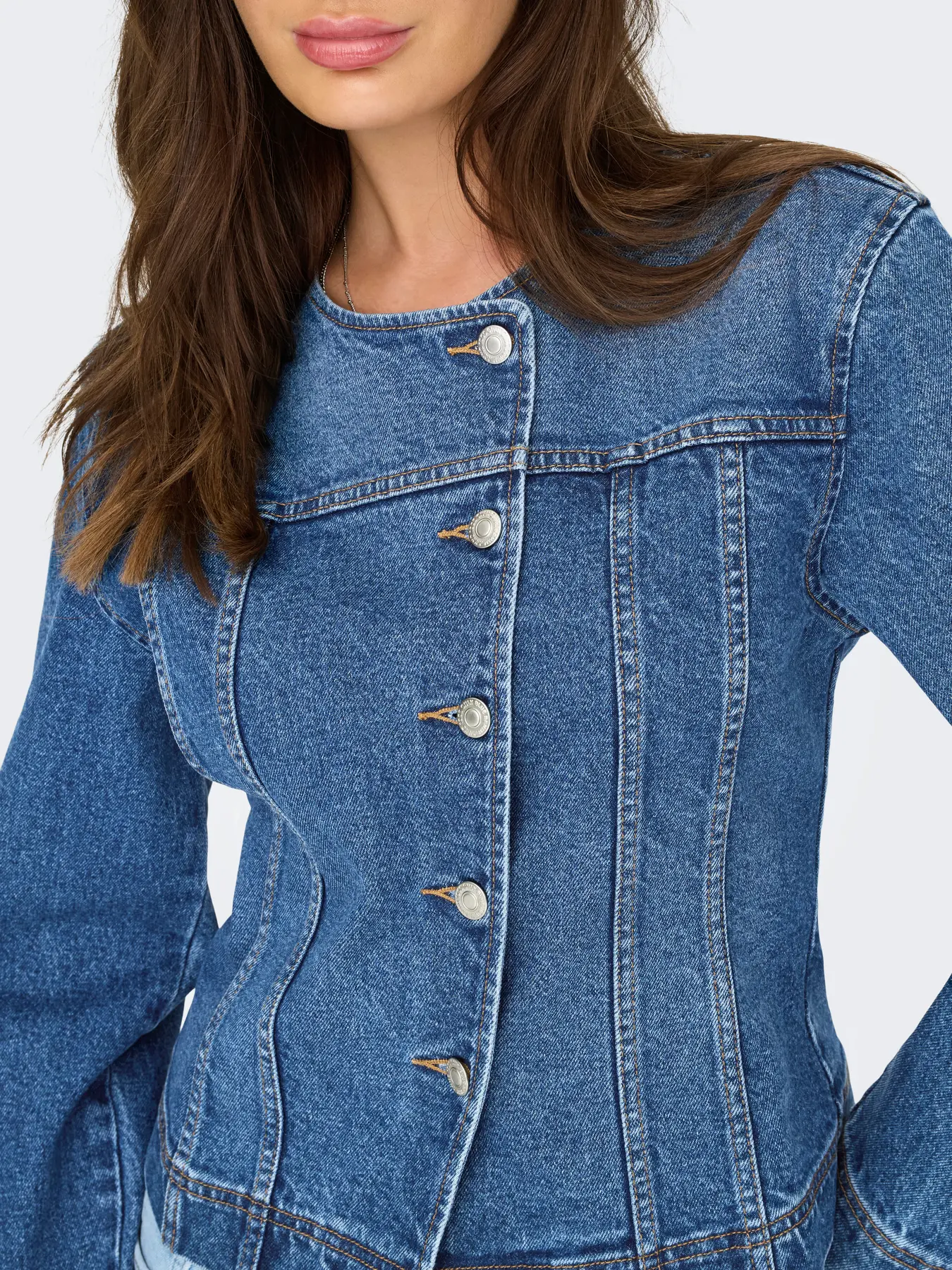 Jachetă din denim cu închidere asimetrică albastru ONLY ON001