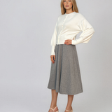 Jachetă din tricot cu nasturi şi mâneci bufante alb PN119
