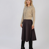 Jachetă din tricot împletit cu guler beige PN122
