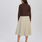 Jachetă din tricot împletit cu guler maro PN122