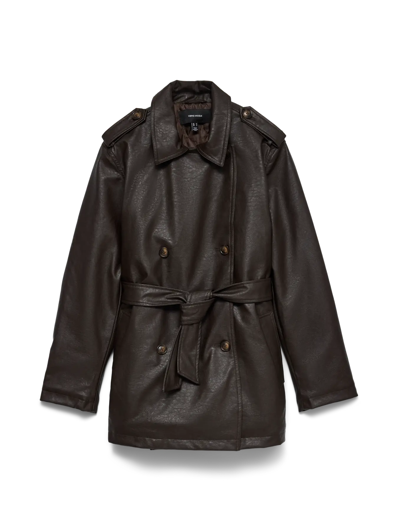 Jachetă peliculizată cu cordon maro închis VERO MODA VM002