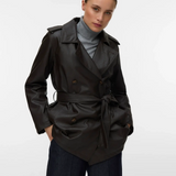 Jachetă peliculizată cu cordon maro închis VERO MODA VM002