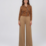 Jachetă scurtă  cu fermoare la buzunare camel HL231