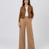 Jachetă scurtă  cu fermoare la buzunare camel HL231