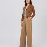Jachetă scurtă  cu fermoare la buzunare camel HL231