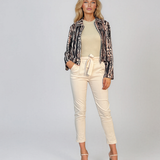 Jachetă scurtă cu guler tip cămașă animal print maro HL224